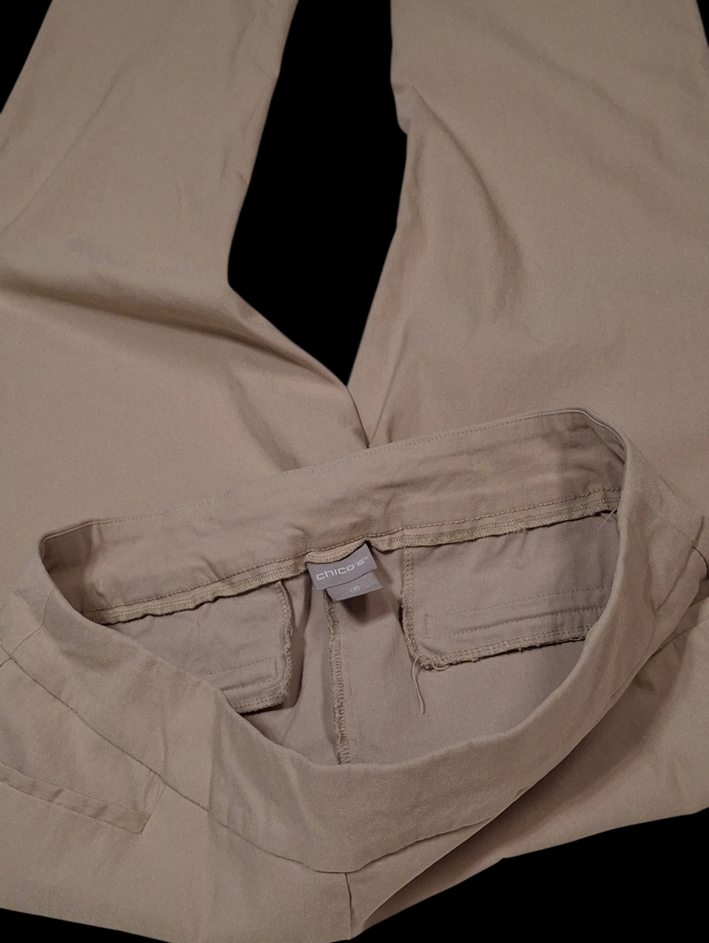 Chico's Pull-On Straight Leg Stretchy Beige Rayon Blend Pants Women Size 2 Large - Picture 14 of 15